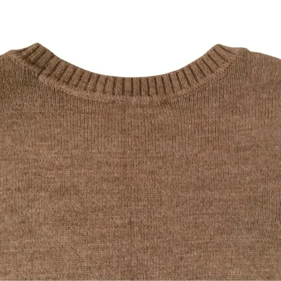 CAES Knit Crewneck Sweater Alpaca Virgin Wool Brown Khaki Tan Medium - Picture 5 of 12
